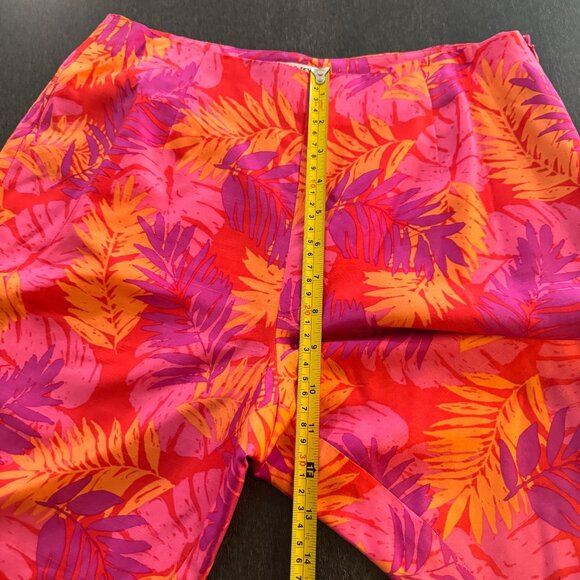 Allison Taylor Women's 100% Silk Red Pink Floral Pants Trouser, Size 6 - Picture 6 of 9